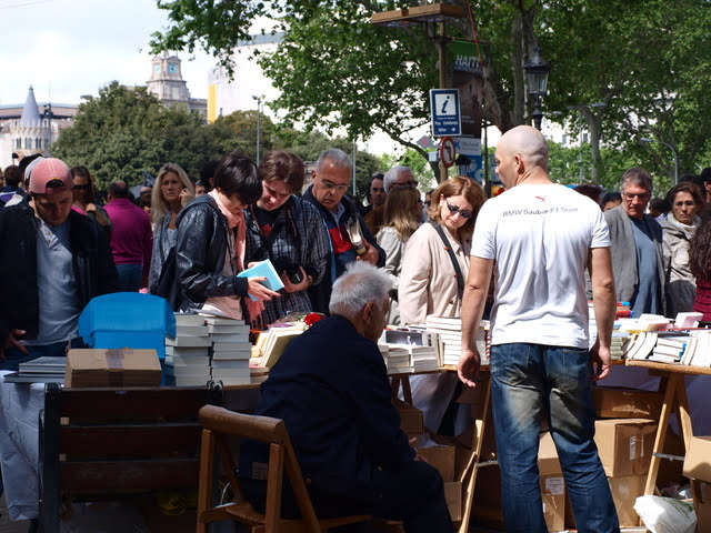 books stalls Ramblas Barcelona April 23